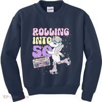 50th Birthday Roller Skate Party Unicorn Retro 90s Skating Kids Sweatshirt thumb 0