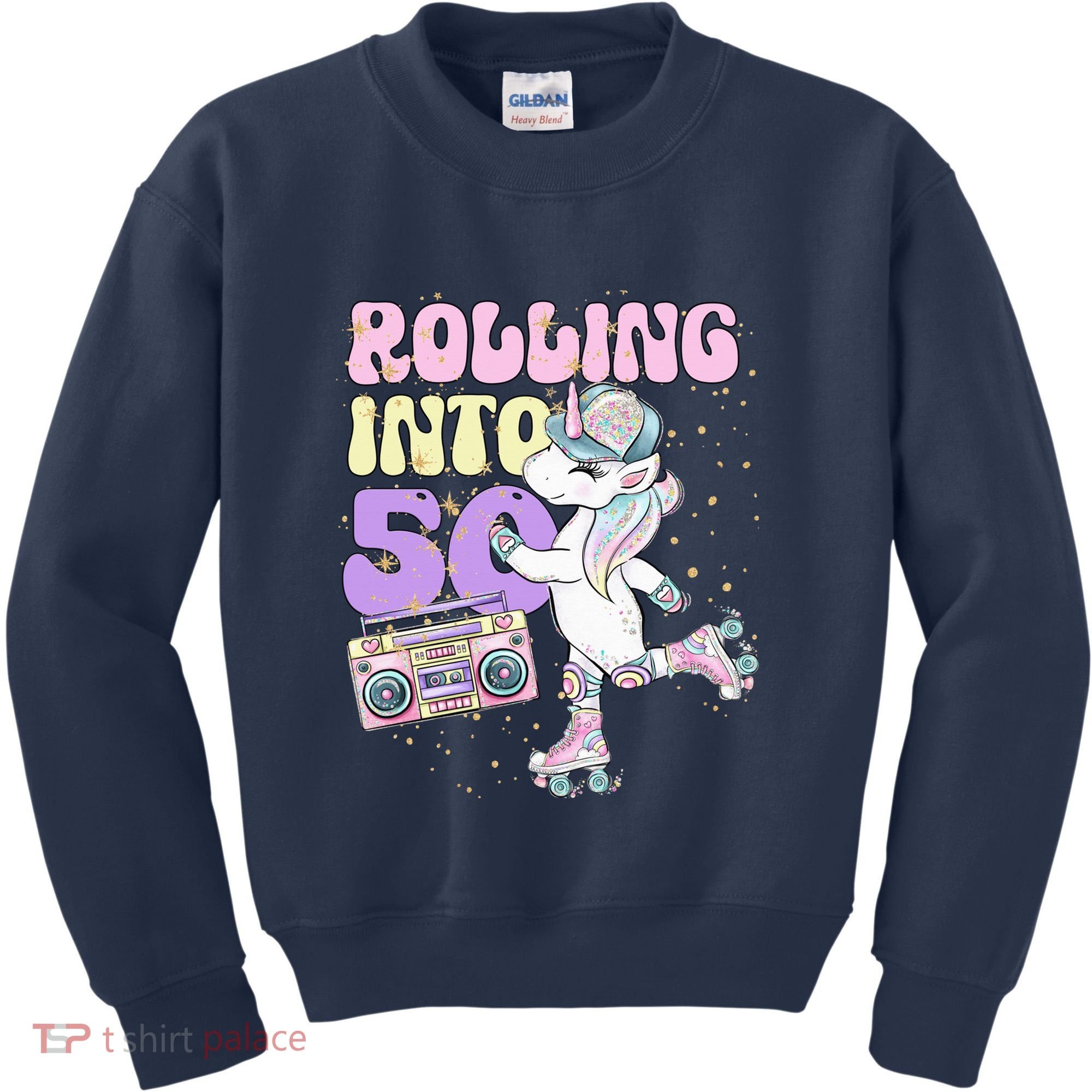 50th Birthday Roller Skate Party Unicorn Retro 90s Skating Kids Sweatshirt