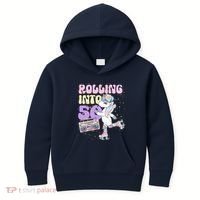 50th Birthday Roller Skate Party Unicorn Retro 90s Skating Kids Hoodie thumb 0