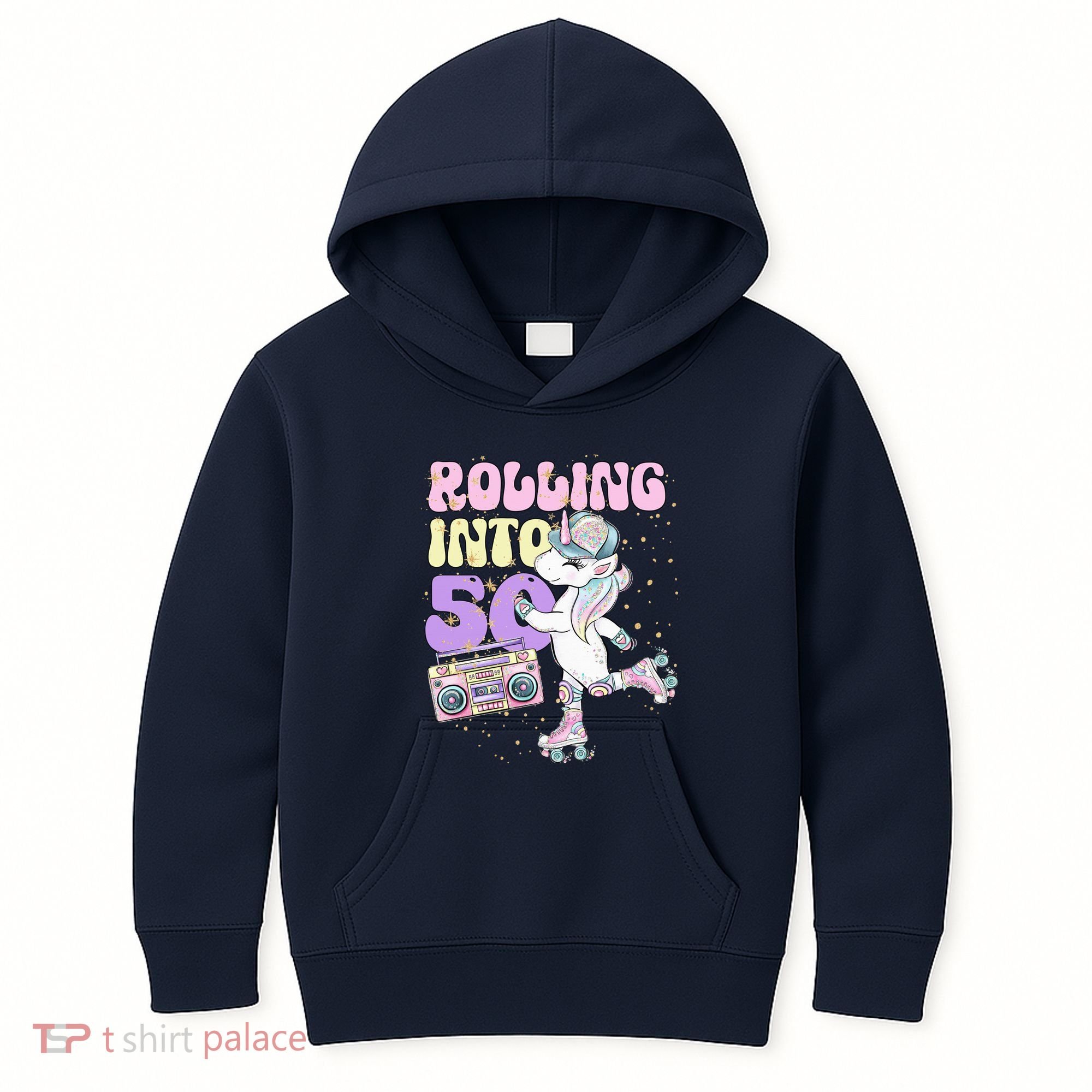 50th Birthday Roller Skate Party Unicorn Retro 90s Skating Kids Hoodie