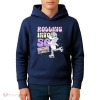 50th Birthday Roller Skate Party Unicorn Retro 90s Skating Kids Hoodie thumb 4