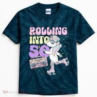 50th Birthday Roller Skate Party Unicorn Retro 90s Skating Kids Tie-Dye T-Shirt thumb 0
