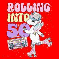50th Birthday Roller Skate Party Unicorn Retro 90s Skating Santa Hat thumb 1