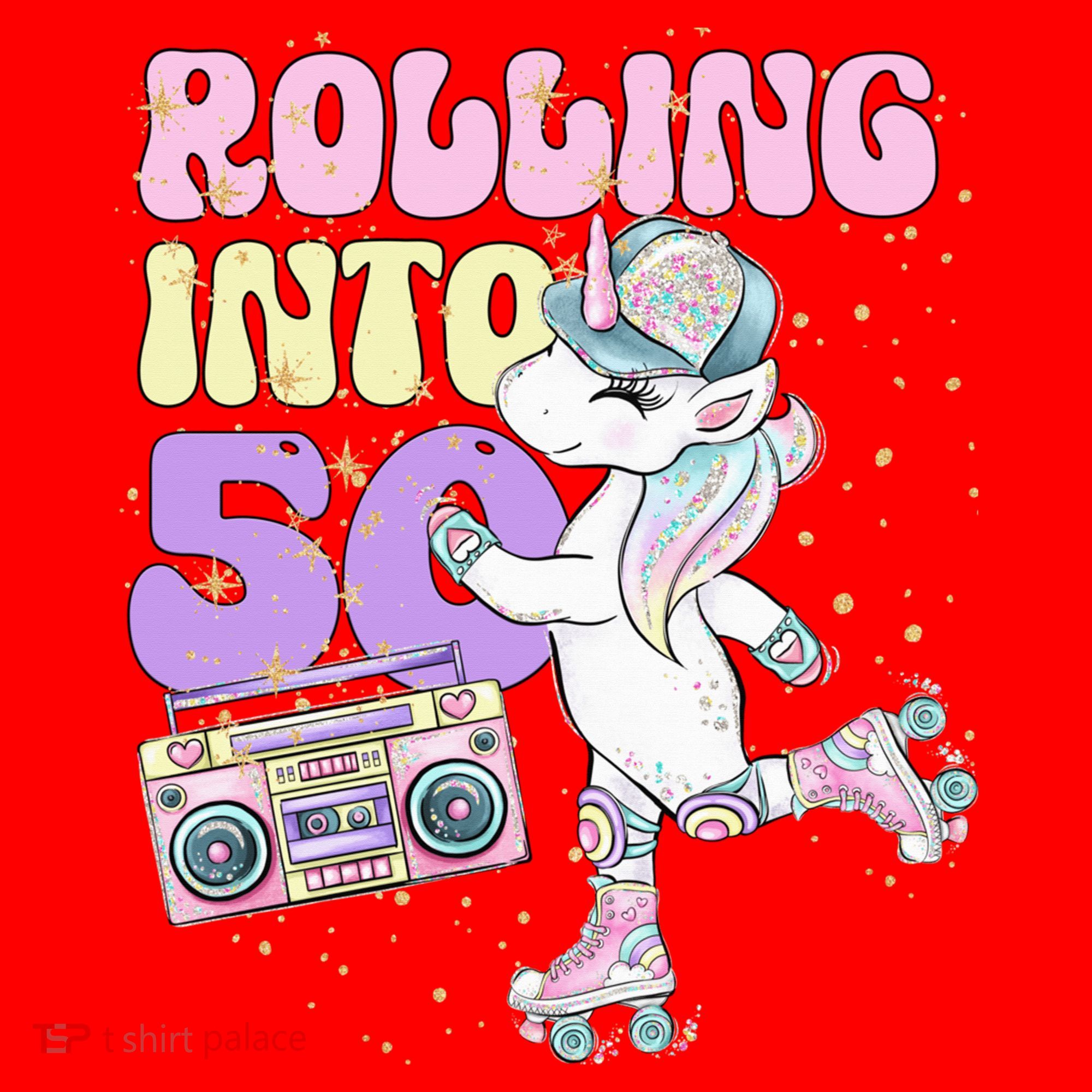 50th Birthday Roller Skate Party Unicorn Retro 90s Skating Santa Hat