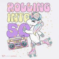 50th Birthday Roller Skate Party Unicorn Retro 90s Skating Garment-Dyed Sweatshirt thumb 2