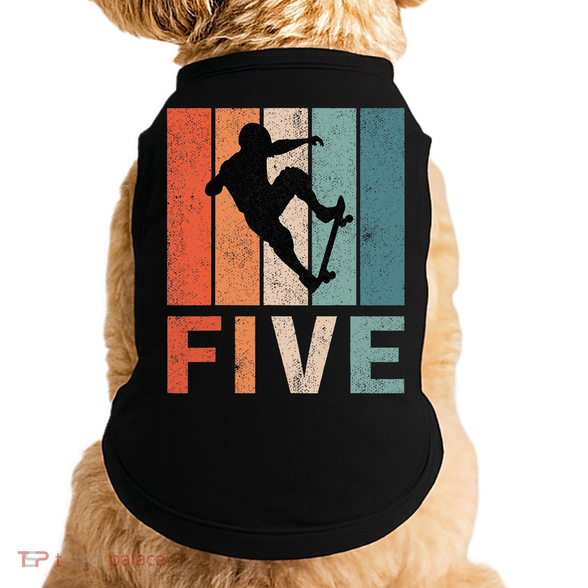 5th Birthday Retro Skateboard Skater 5 Years Old Doggie Tank