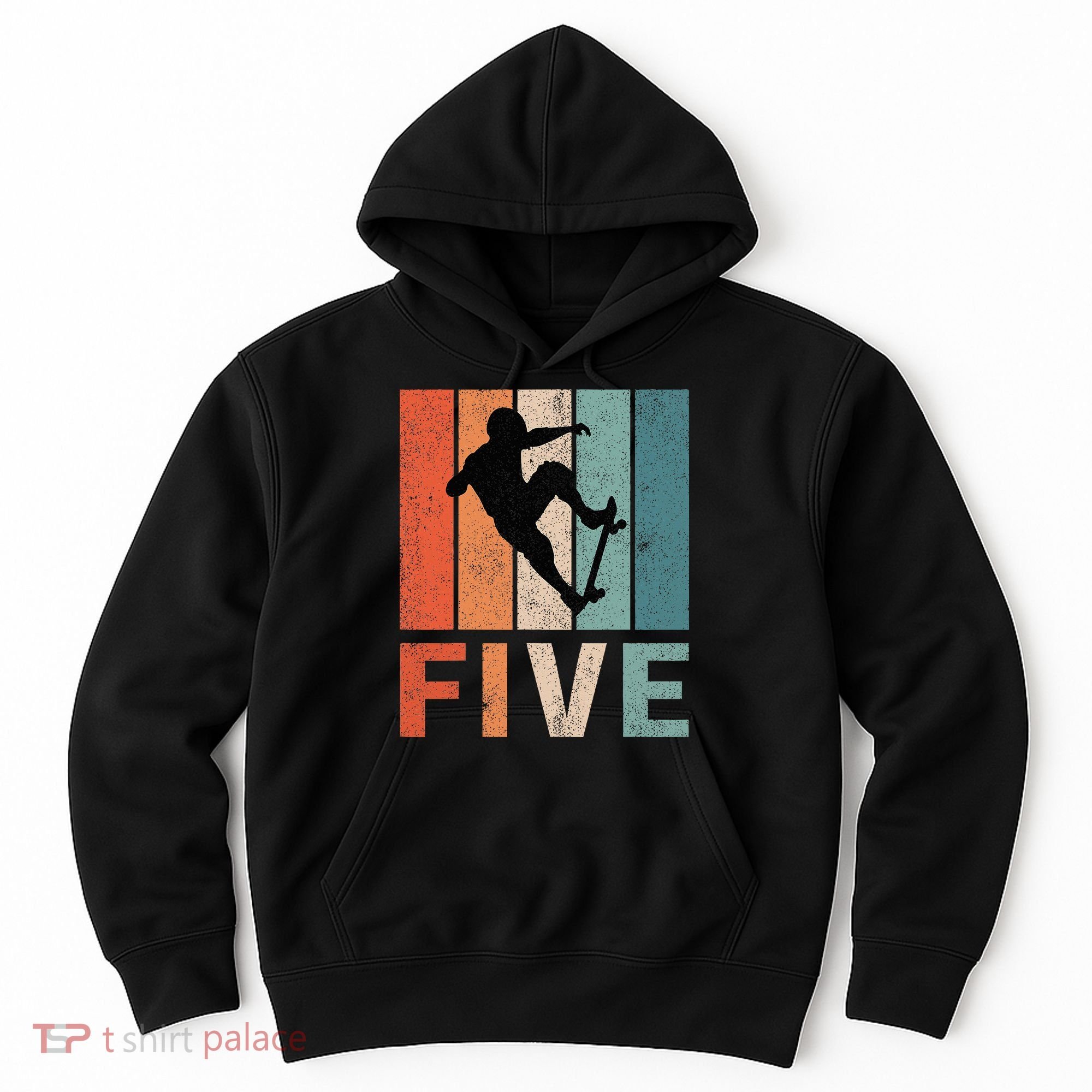 5th Birthday Retro Skateboard Skater 5 Years Old Hoodie
