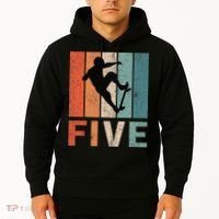 5th Birthday Retro Skateboard Skater 5 Years Old Hoodie thumb 2
