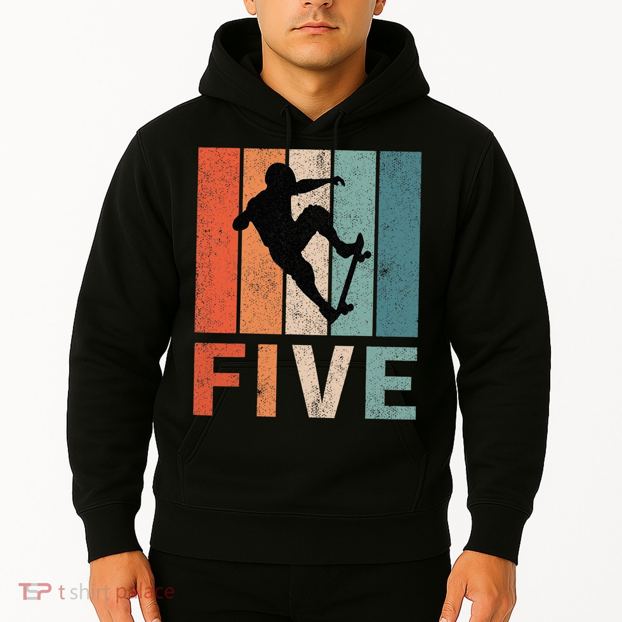 5th Birthday Retro Skateboard Skater 5 Years Old Hoodie