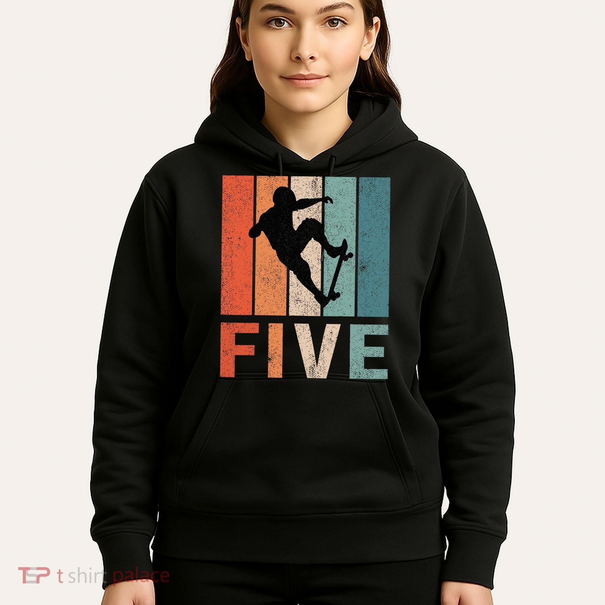 5th Birthday Retro Skateboard Skater 5 Years Old Hoodie