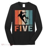 5th Birthday Retro Skateboard Skater 5 Years Old Long Sleeve Shirt thumb 0