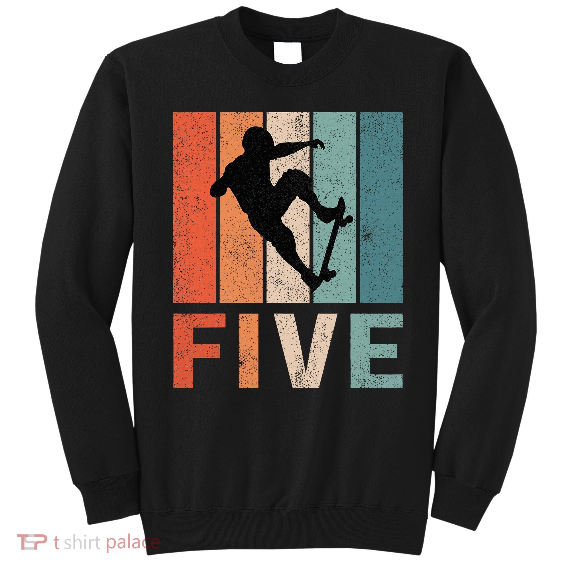 5th Birthday Retro Skateboard Skater 5 Years Old Sweatshirt