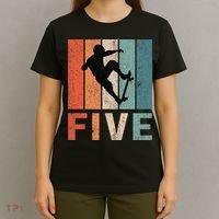 5th Birthday Retro Skateboard Skater 5 Years Old T-Shirt thumb 4