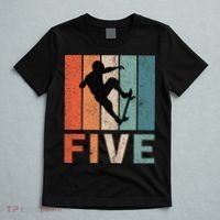 5th Birthday Retro Skateboard Skater 5 Years Old T-Shirt thumb 5