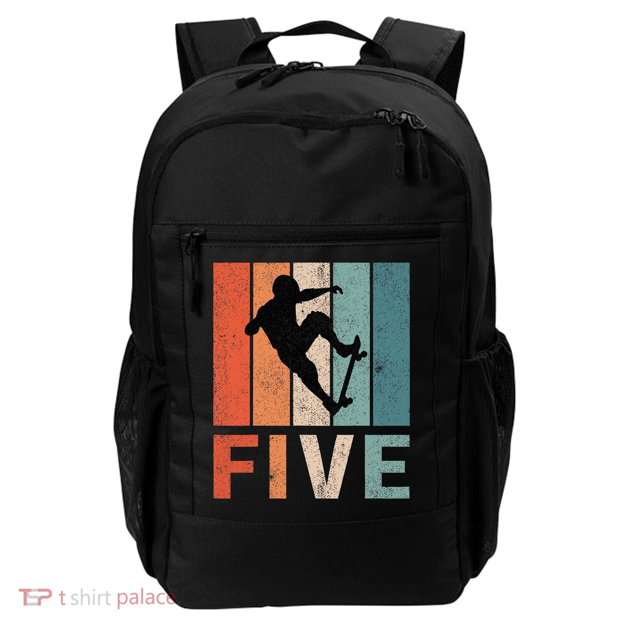 5th Birthday Retro Skateboard Skater 5 Years Old Backpack