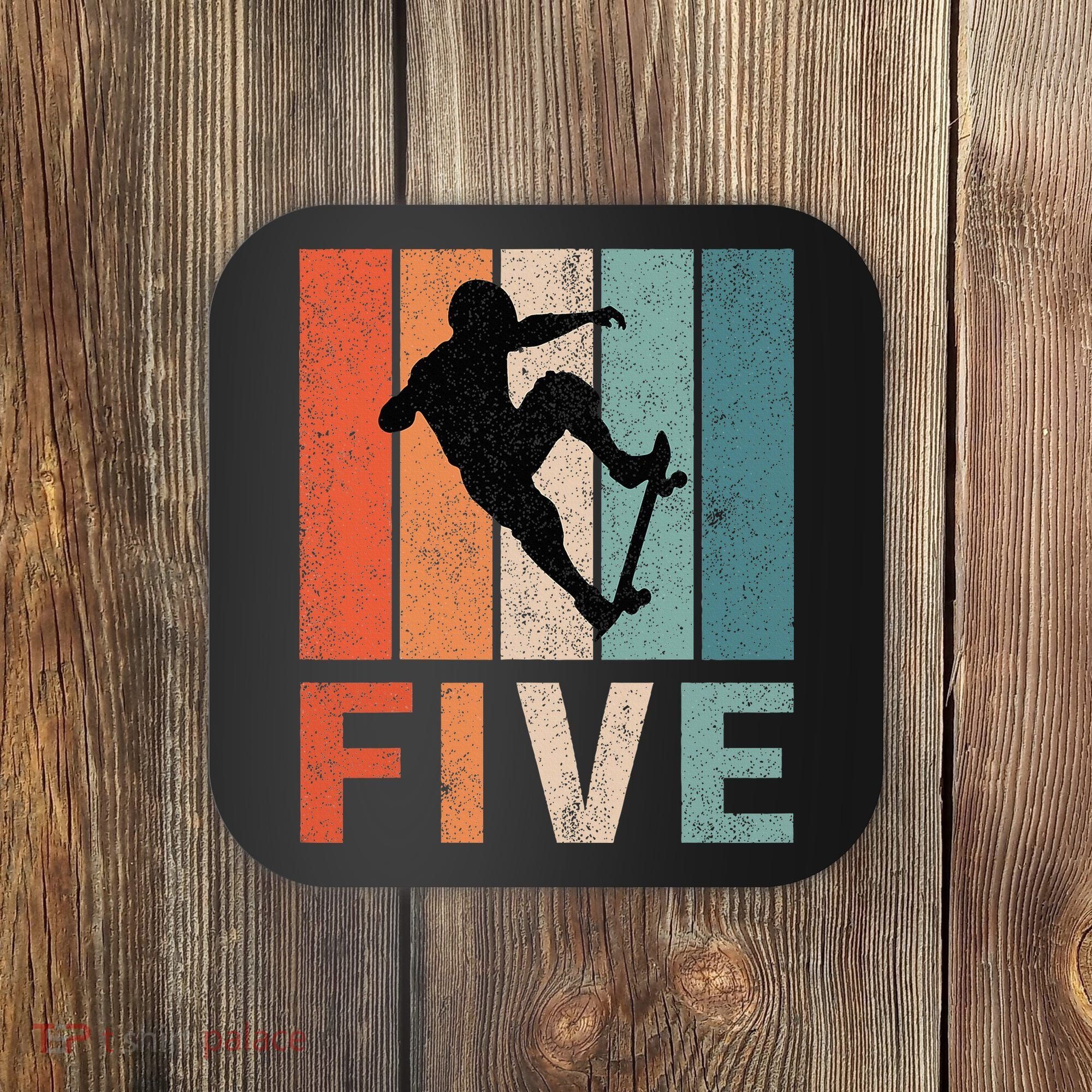 5th Birthday Retro Skateboard Skater 5 Years Old Coaster