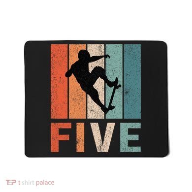 5th Birthday Retro Skateboard Skater 5 Years Old Mousepad