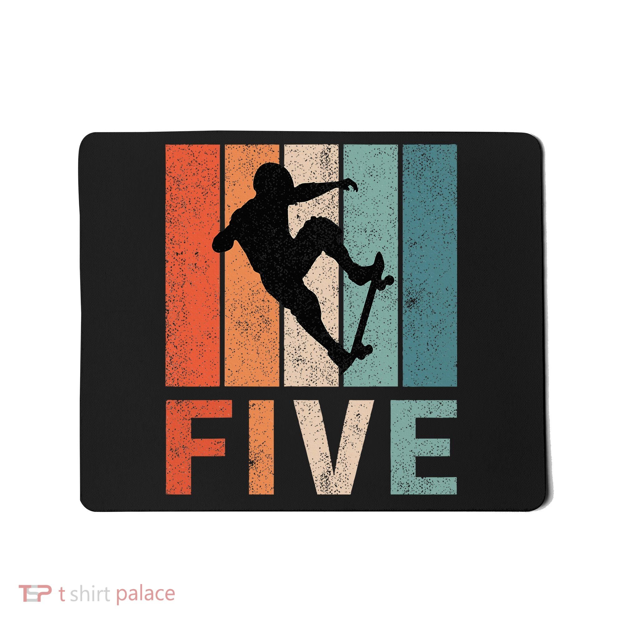 5th Birthday Retro Skateboard Skater 5 Years Old Mousepad