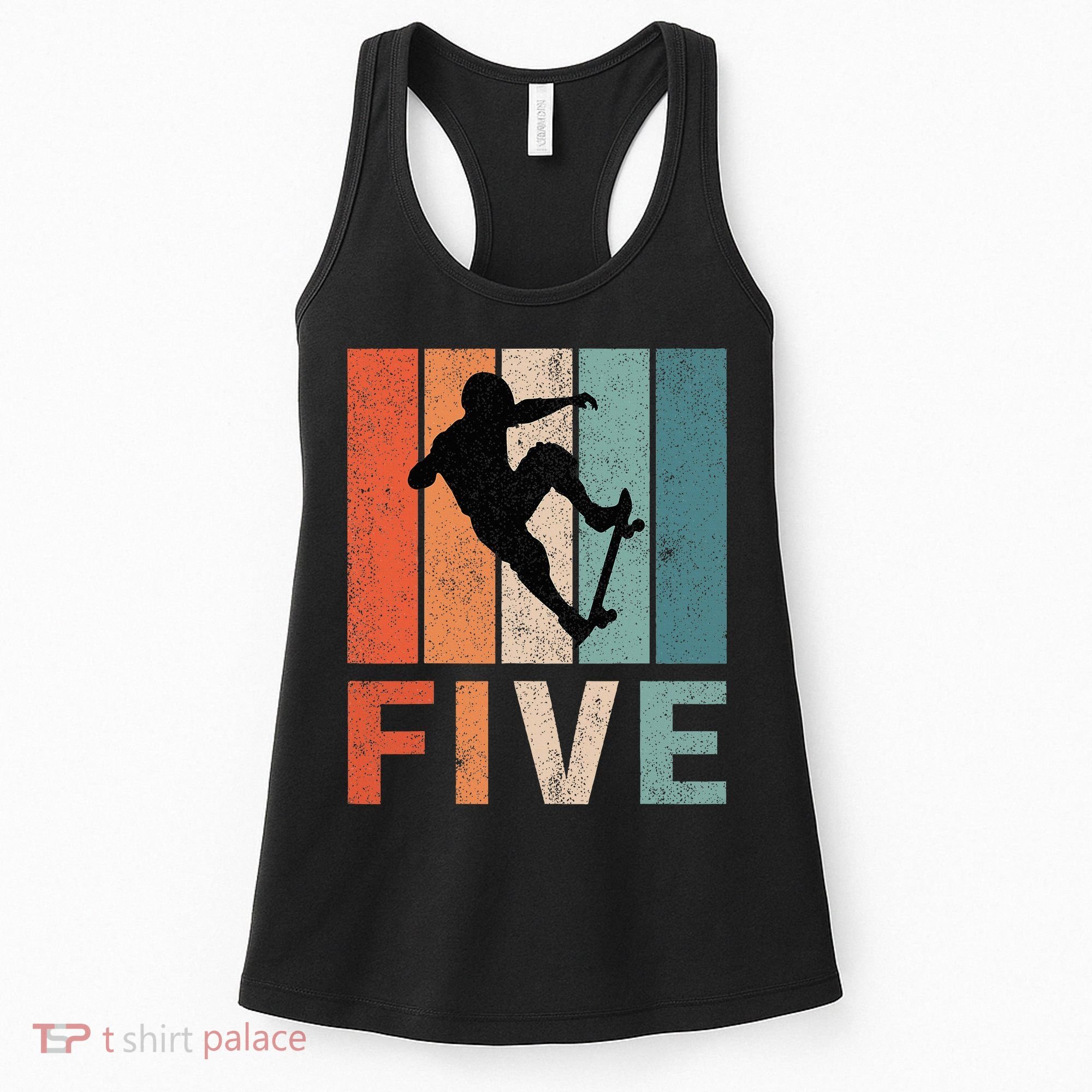 5th Birthday Retro Skateboard Skater 5 Years Old Women's Tank Top