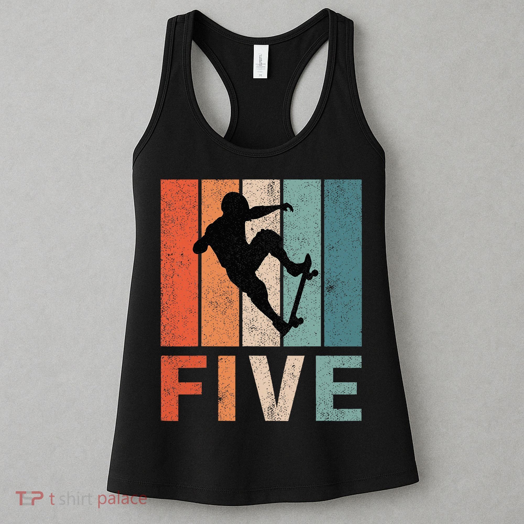 5th Birthday Retro Skateboard Skater 5 Years Old Women's Tank Top