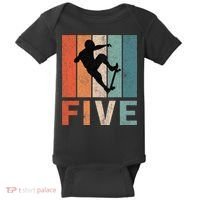 5th Birthday Retro Skateboard Skater 5 Years Old Baby Bodysuit thumb 0