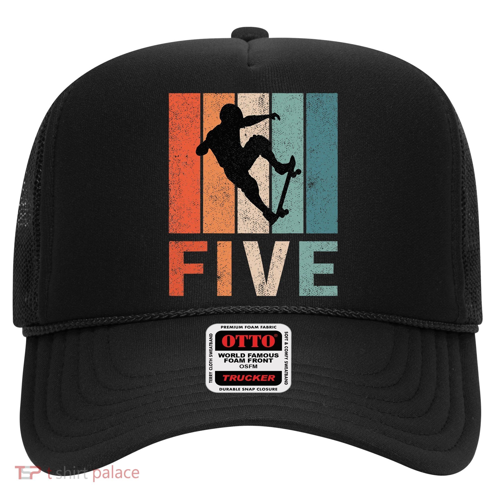 5th Birthday Retro Skateboard Skater 5 Years Old Hat