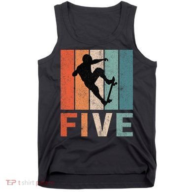 5th Birthday Retro Skateboard Skater 5 Years Old Tank Top