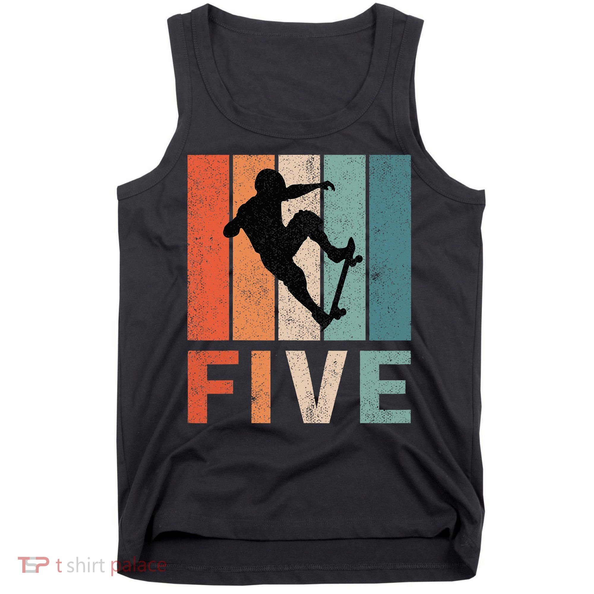 5th Birthday Retro Skateboard Skater 5 Years Old Tank Top