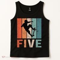 5th Birthday Retro Skateboard Skater 5 Years Old Tank Top thumb 2