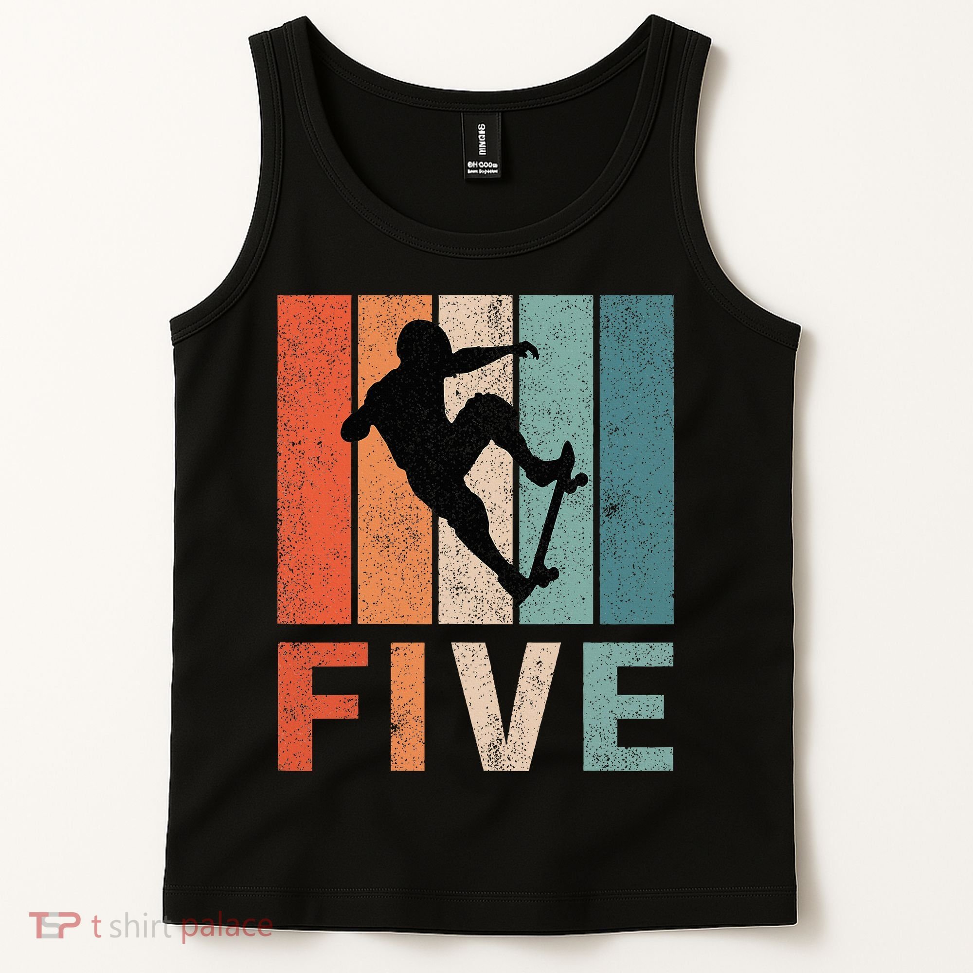 5th Birthday Retro Skateboard Skater 5 Years Old Tank Top