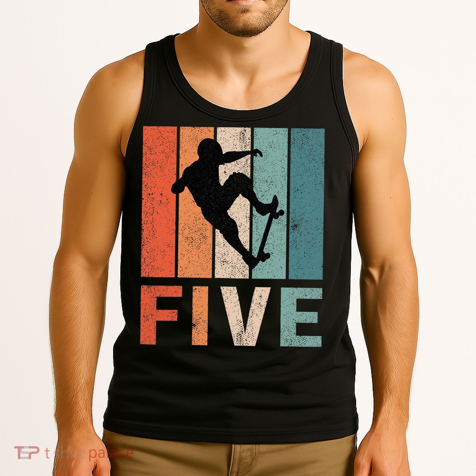 5th Birthday Retro Skateboard Skater 5 Years Old Tank Top