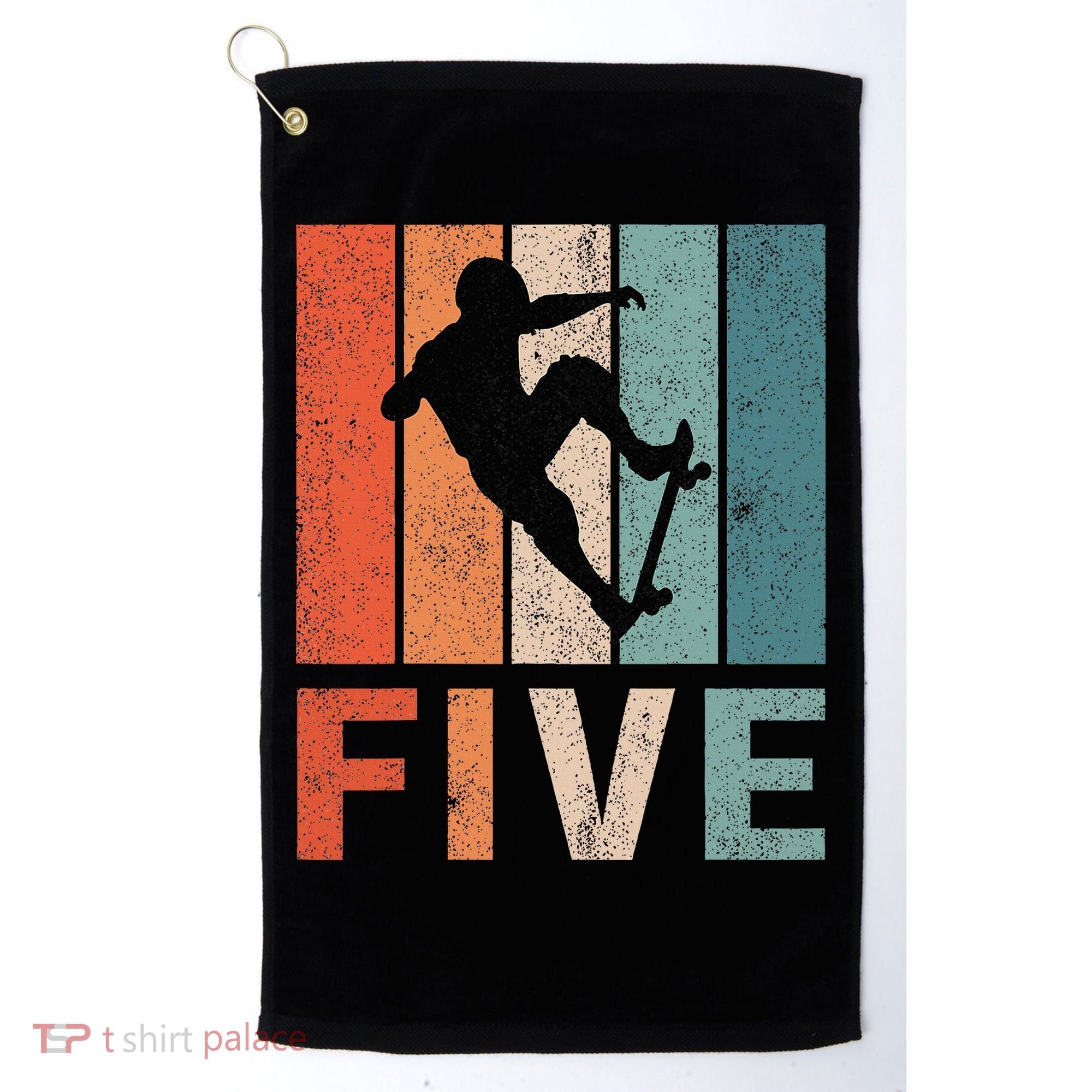 5th Birthday Retro Skateboard Skater 5 Years Old Golf Towel