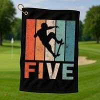5th Birthday Retro Skateboard Skater 5 Years Old Golf Towel thumb 1