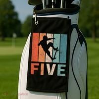 5th Birthday Retro Skateboard Skater 5 Years Old Golf Towel thumb 2