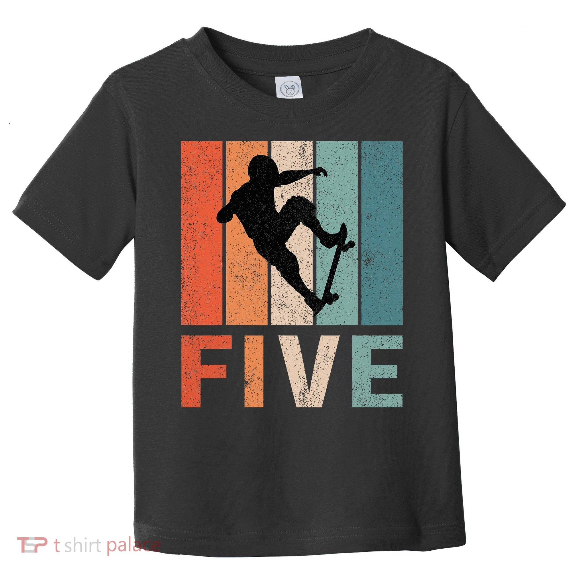 5th Birthday Retro Skateboard Skater 5 Years Old Toddler T-Shirt