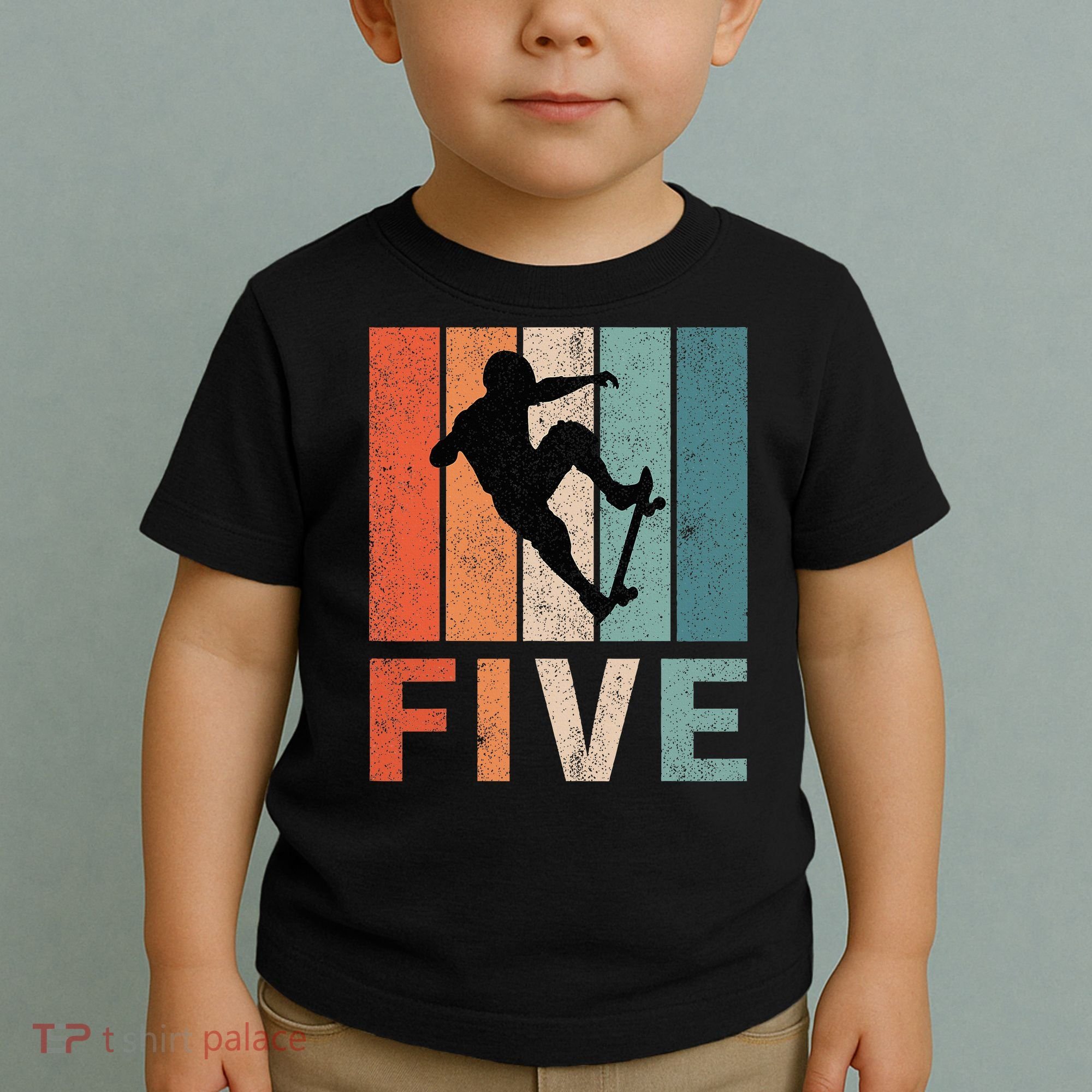 5th Birthday Retro Skateboard Skater 5 Years Old Toddler T-Shirt