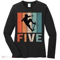 5th Birthday Retro Skateboard Skater 5 Years Old Women's Long Sleeve Shirt thumb 0