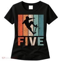 5th Birthday Retro Skateboard Skater 5 Years Old Women's T-Shirt thumb 0