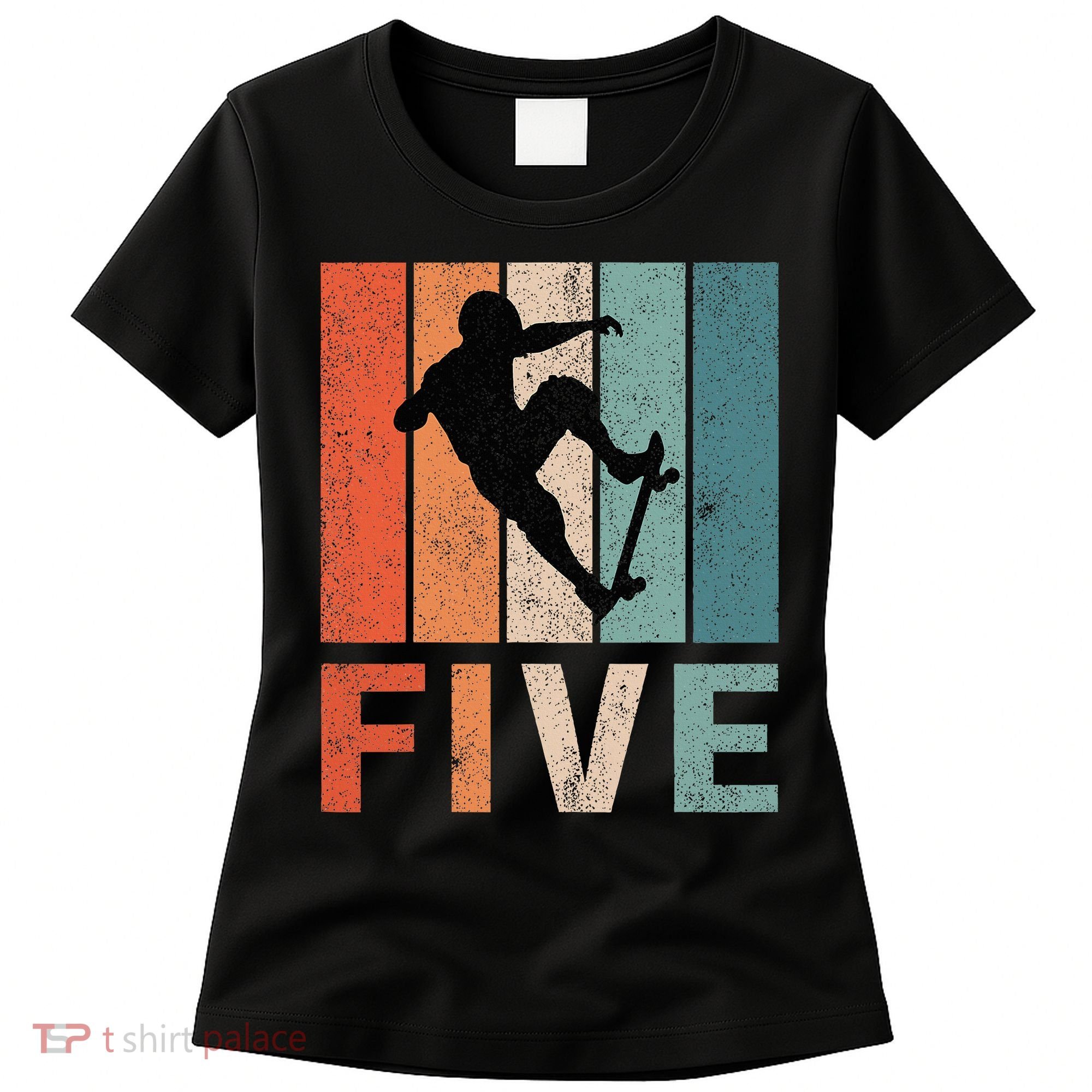 5th Birthday Retro Skateboard Skater 5 Years Old Women's T-Shirt
