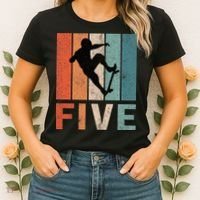 5th Birthday Retro Skateboard Skater 5 Years Old Women's T-Shirt thumb 2