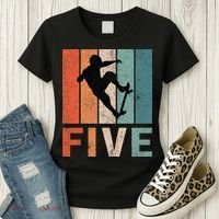 5th Birthday Retro Skateboard Skater 5 Years Old Women's T-Shirt thumb 3