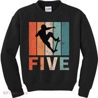 5th Birthday Retro Skateboard Skater 5 Years Old Kids Sweatshirt thumb 0