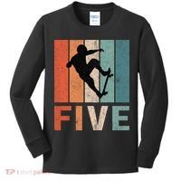 5th Birthday Retro Skateboard Skater 5 Years Old Kids Long Sleeve Shirt thumb 0