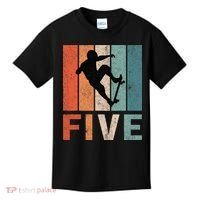 5th Birthday Retro Skateboard Skater 5 Years Old Kids T-Shirt thumb 0
