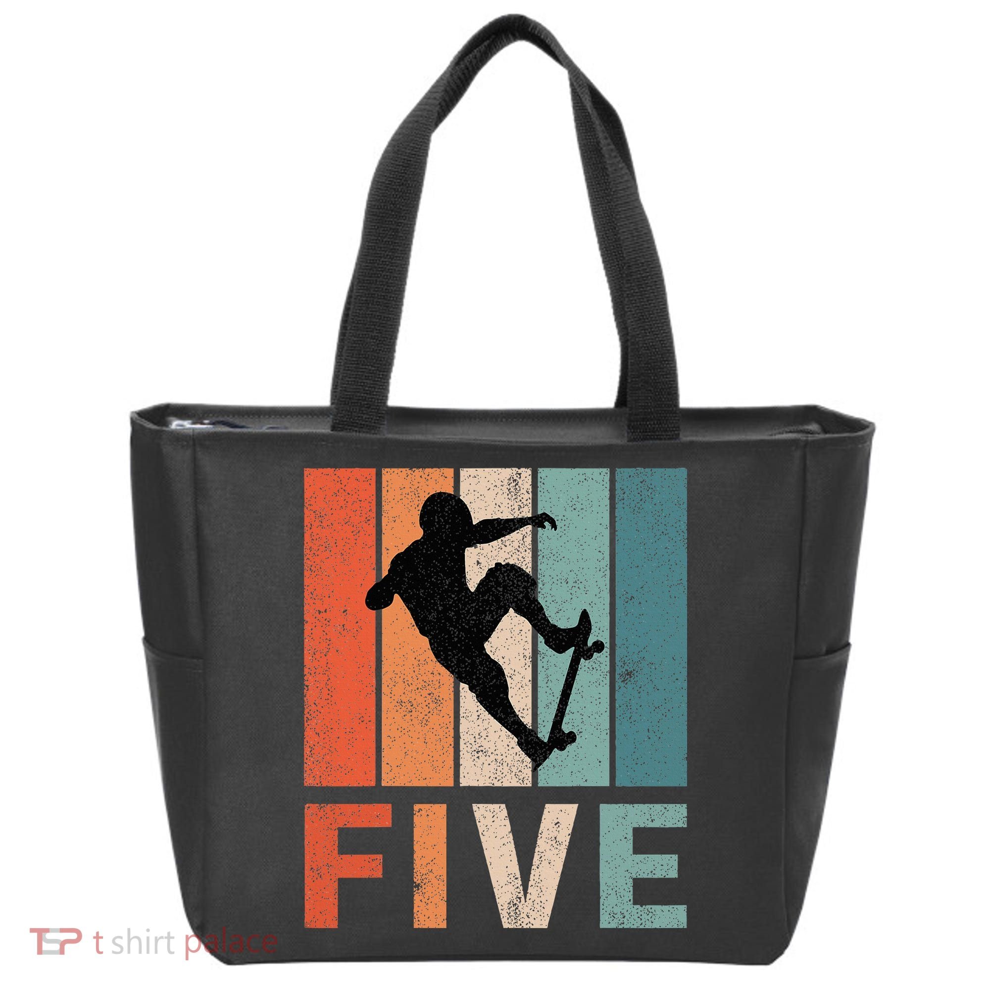 5th Birthday Retro Skateboard Skater 5 Years Old Tote Bag