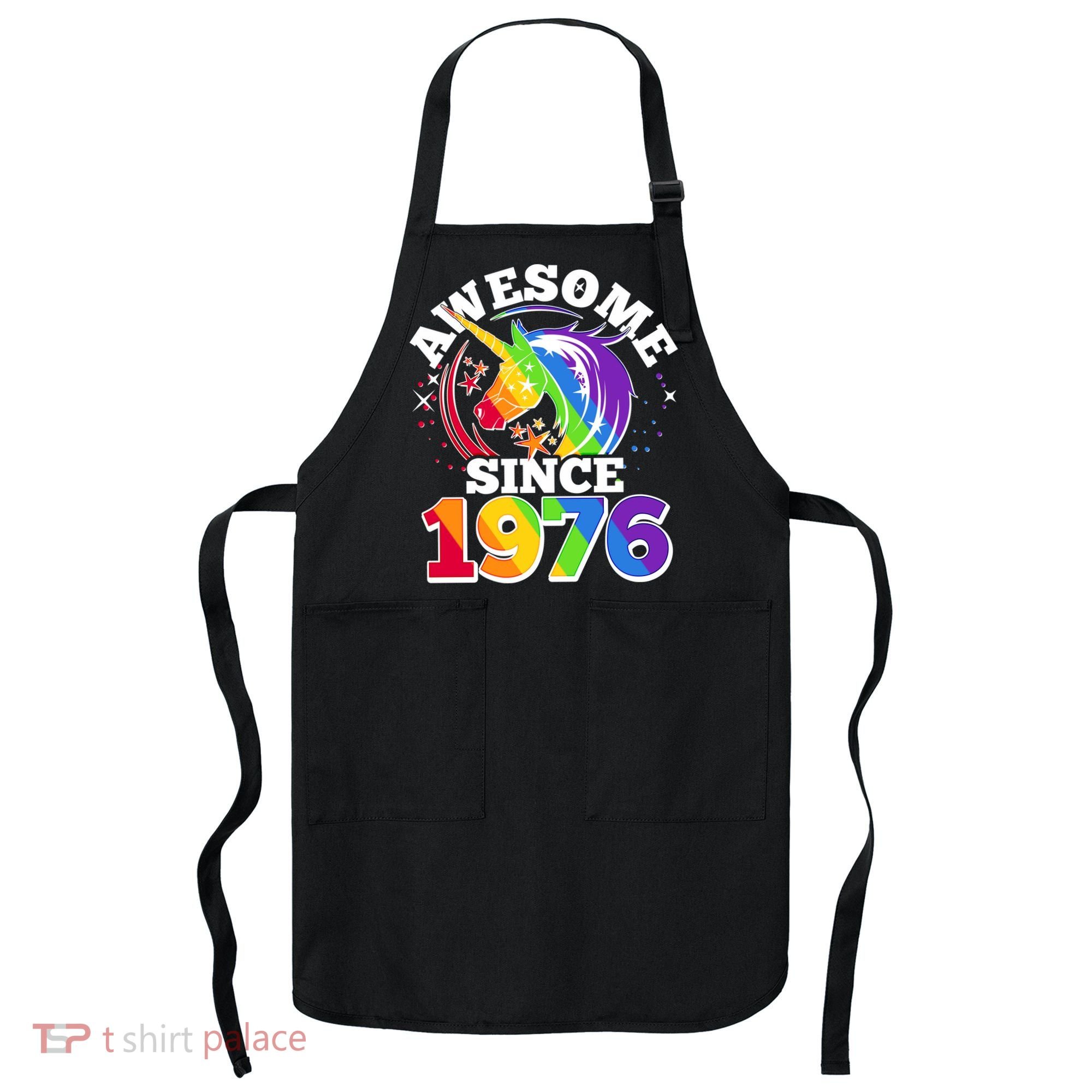 50th Birthday Rainbow Unicorn Awesome Since 1976 Apron