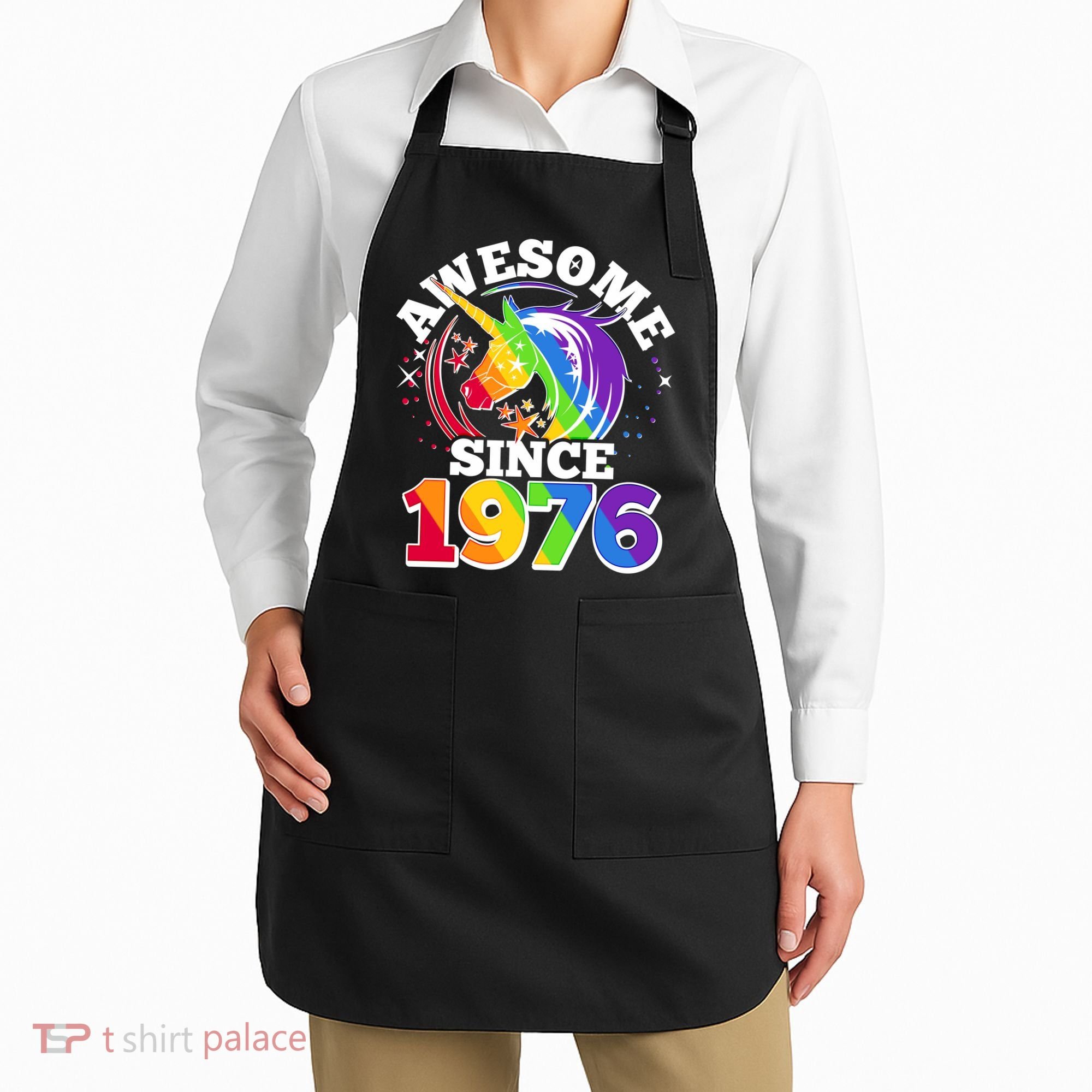 50th Birthday Rainbow Unicorn Awesome Since 1976 Apron