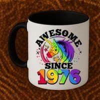 50th Birthday Rainbow Unicorn Awesome Since 1976 Coffee Mug thumb 2