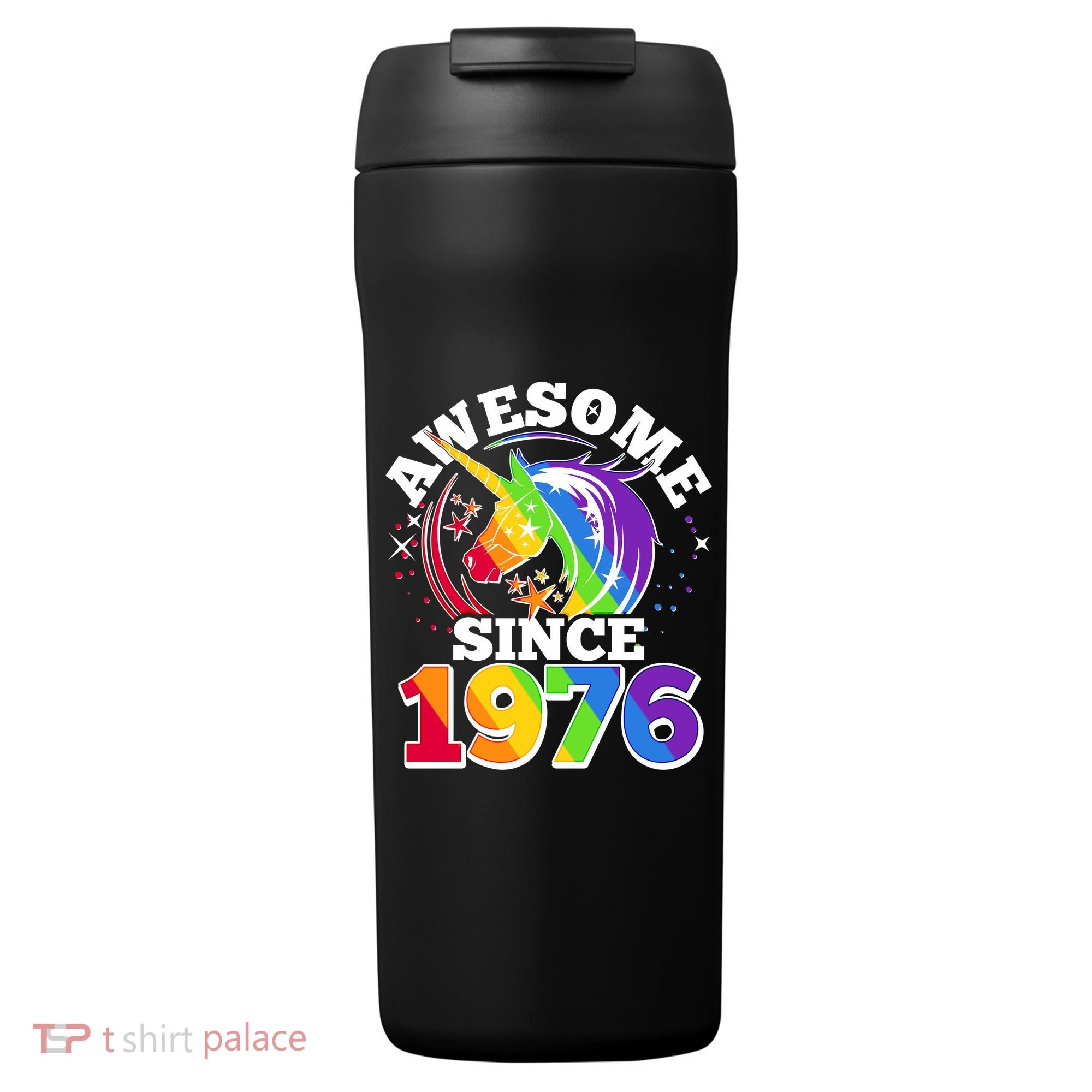 50th Birthday Rainbow Unicorn Awesome Since 1976 24oz Duet Stainless Steel Tumbler