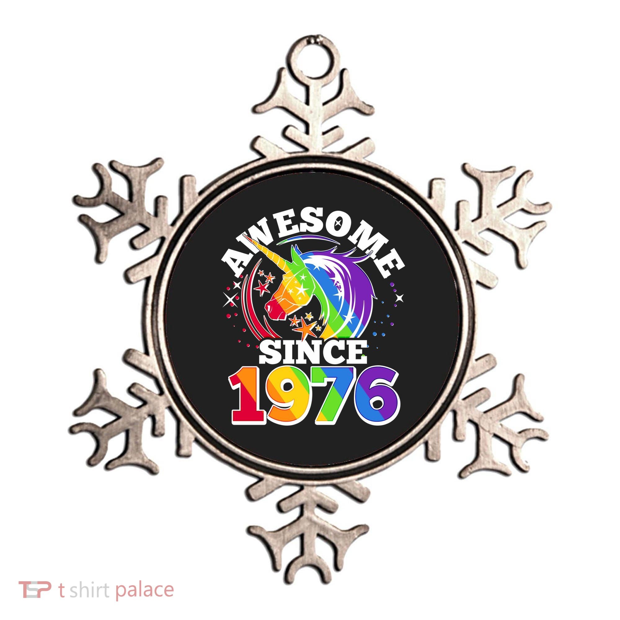 50th Birthday Rainbow Unicorn Awesome Since 1976 Ornament
